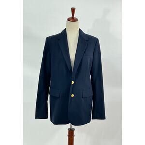 POLO RALPH LAUREN Sz 6 Navy Blue Wool Blend Blazer Jacket Logo Gold Buttons